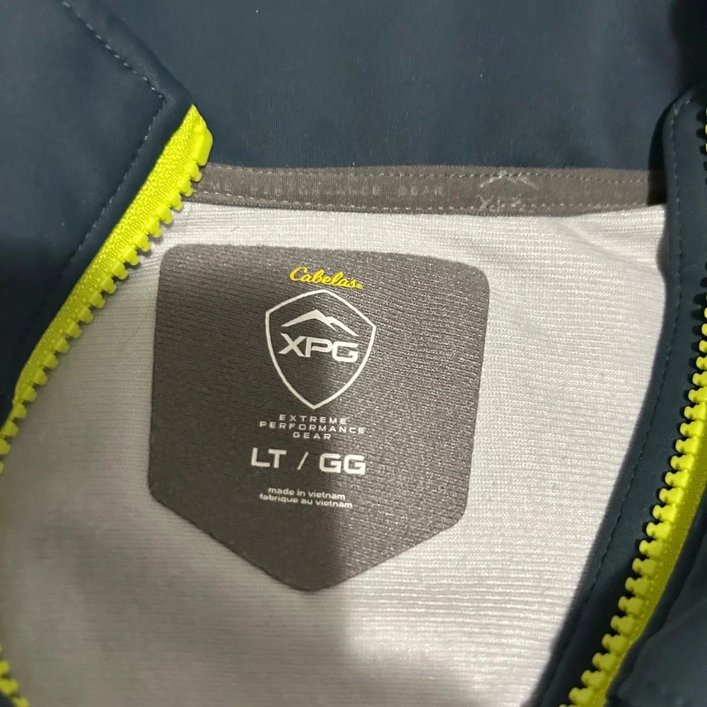 Cabela's XPG Softshell Jacket Mens LT Blue Windstopper Full Zip Outdoor Hiking